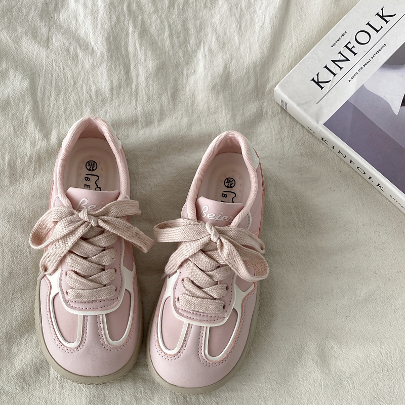 Pink Niche Design Training Board Shoes for Women - Casual Sports Shoes for Spring and Autumn 2025, Trendy Little White Sneakers Pink Niche Design Training Board Shoes for Women - Casual Sports Shoes for Spring and Autumn 2025, Trendy Little White Sneakers