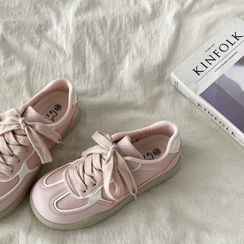 Pink Niche Design Training Board Shoes for Women - Casual Sports Shoes for Spring and Autumn 2025, Trendy Little White Sneakers Pink Niche Design Training Board Shoes for Women - Casual Sports Shoes for Spring and Autumn 2025, Trendy Little White Sneakers