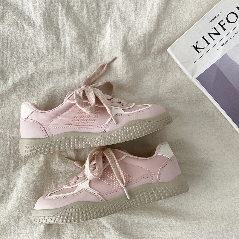 Pink Niche Design Training Board Shoes for Women - Casual Sports Shoes for Spring and Autumn 2025, Trendy Little White Sneakers Pink Niche Design Training Board Shoes for Women - Casual Sports Shoes for Spring and Autumn 2025, Trendy Little White Sneakers