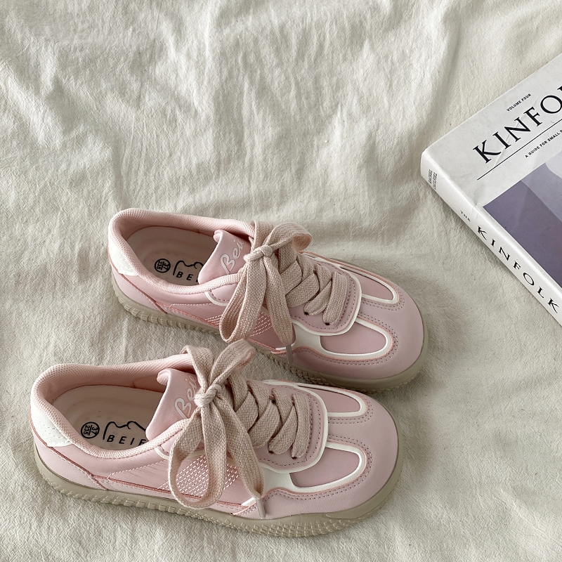 Pink Niche Design Training Board Shoes for Women - Casual Sports Shoes for Spring and Autumn 2025, Trendy Little White Sneakers Pink Niche Design Training Board Shoes for Women - Casual Sports Shoes for Spring and Autumn 2025, Trendy Little White Sneakers