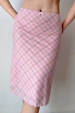 Pink Plaid DIY Skirt for Women - Elastic Waist Mesh Half Skirt, Summer Fashion, European American Style, Trendy 90s Look