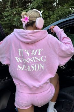 Pink Retro Letter Print Hoodie for Women - Autumn Stylish Versatile Jacket, European American Trendy Fashion