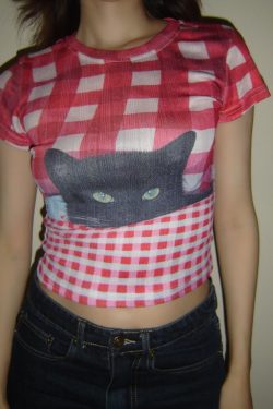 Plaid Cat Vintage Print Short Sleeve T-Shirt for Women - 2025 Summer American Hot Girl Style, Trendy Y2K Fashion