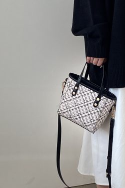 Plaid Vegetable Basket Handbag for Women - Versatile Shoulder Crossbody Small Bag, 2025 Niche Design