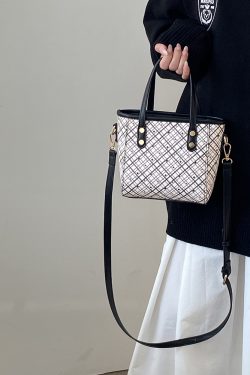 Plaid Vegetable Basket Handbag for Women - Versatile Shoulder Crossbody Small Bag, 2025 Niche Design