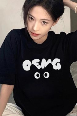 Plus Size American Retro Black Cotton Short Sleeve T-Shirt for Women - Trendy Loose Fit Half Sleeve Top