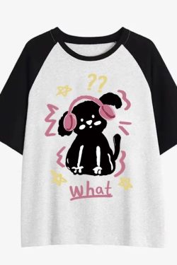 Plus Size American Retro Color-Blocking Cotton Short Sleeve T-Shirt for Women - Niche Couple Raglan Style