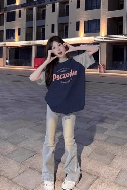 Plus Size American Retro Color-Blocking Raglan Short Sleeve T-Shirt for Women - Trendy Loose Fit Cotton Top