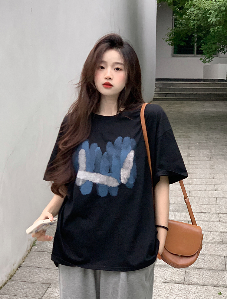 Plus Size American Retro Cotton Short Sleeve T-Shirt for Men & Women, Loose Oversized Black Couple Top - Y2K Style Plus Size American Retro Cotton Short Sleeve T-Shirt for Men & Women, Loose Oversized Black Couple Top - Y2K Style