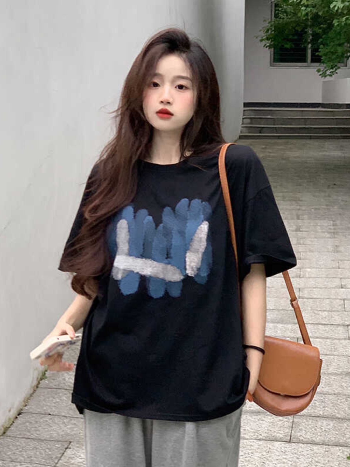 Plus Size American Retro Cotton Short Sleeve T-Shirt for Men & Women, Loose Oversized Black Couple Top - Y2K Style Plus Size American Retro Cotton Short Sleeve T-Shirt for Men & Women, Loose Oversized Black Couple Top - Y2K Style