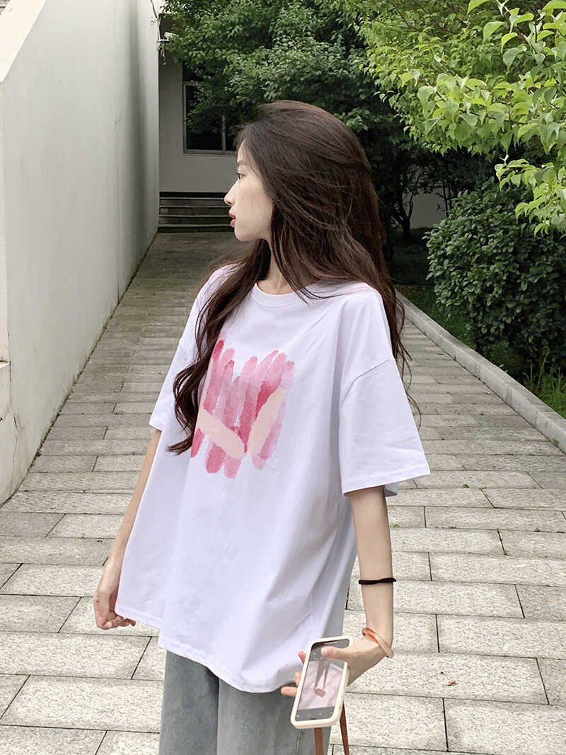 Plus Size American Retro Cotton Short Sleeve T-Shirt for Men & Women, Loose Oversized Black Couple Top - Y2K Style Plus Size American Retro Cotton Short Sleeve T-Shirt for Men & Women, Loose Oversized Black Couple Top - Y2K Style