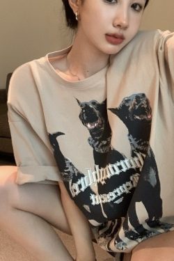 Plus Size American Retro Cotton Short Sleeve T-Shirt for Women, Loose Fit National Trend Half-Sleeve Top