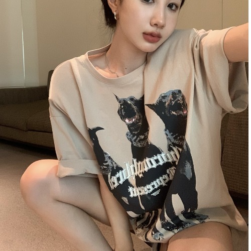 Plus Size American Retro Cotton Short Sleeve T-Shirt for Women, Loose Fit National Trend Half-Sleeve Top Plus Size American Retro Cotton Short Sleeve T-Shirt for Women, Loose Fit National Trend Half-Sleeve Top