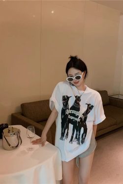 Plus Size American Retro Cotton Short Sleeve T-Shirt for Women, Loose Fit National Trend Half-Sleeve Top