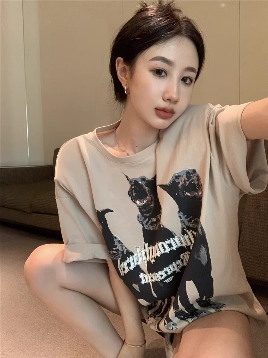 Plus Size American Retro Cotton Short Sleeve T-Shirt for Women, Loose Fit National Trend Half-Sleeve Top Plus Size American Retro Cotton Short Sleeve T-Shirt for Women, Loose Fit National Trend Half-Sleeve Top