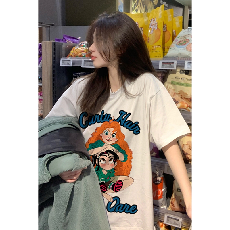 Plus-Size American Retro Cotton Short Sleeve T-Shirt for Women, Loose Oversize Design, Casual Niche Student Top Plus-Size American Retro Cotton Short Sleeve T-Shirt for Women, Loose Oversize Design, Casual Niche Student Top