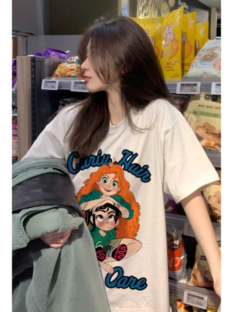 Plus-Size American Retro Cotton Short Sleeve T-Shirt for Women, Loose Oversize Design, Casual Niche Student Top Plus-Size American Retro Cotton Short Sleeve T-Shirt for Women, Loose Oversize Design, Casual Niche Student Top