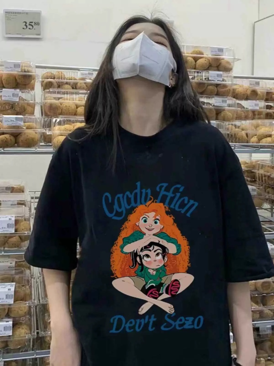 Plus-Size American Retro Cotton Short Sleeve T-Shirt for Women, Loose Oversize Design, Casual Niche Student Top Plus-Size American Retro Cotton Short Sleeve T-Shirt for Women, Loose Oversize Design, Casual Niche Student Top