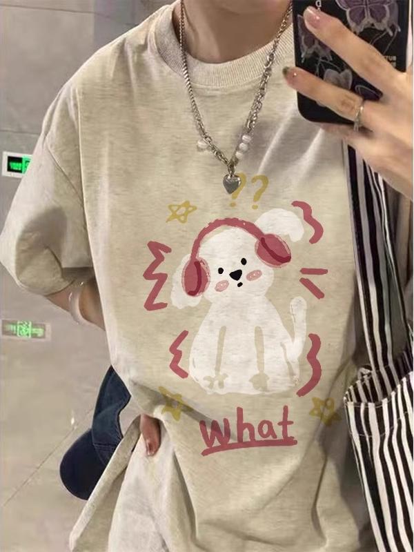 Plus Size American Retro High Street Short Sleeve T-Shirt for Women - Loose Fit, Chic Hong Kong Style, Niche Design Plus Size American Retro High Street Short Sleeve T-Shirt for Women - Loose Fit, Chic Hong Kong Style, Niche Design