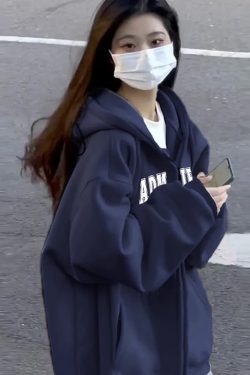 Plus-Size American Retro Hooded Zip-Up Jacket for Women - Stylish Spring Autumn Cardigan Sweatshirt for Couples, 2025 Fashion Trend