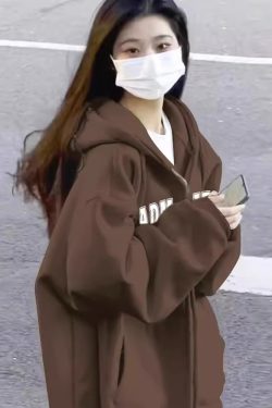 Plus-Size American Retro Hooded Zip-Up Jacket for Women - Stylish Spring Autumn Cardigan Sweatshirt for Couples, 2025 Fashion Trend