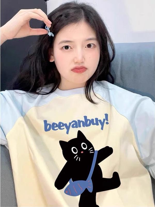 Plus Size American Retro Loose Fit Pure Cotton Raglan Short Sleeve T-Shirt for Women - Chic Summer Dopamine Outfit Plus Size American Retro Loose Fit Pure Cotton Raglan Short Sleeve T-Shirt for Women - Chic Summer Dopamine Outfit