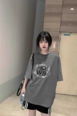 Plus-Size American Retro Loose Oversized Short Sleeve T-Shirt for Women – Pure Cotton Vintage-Inspired Top