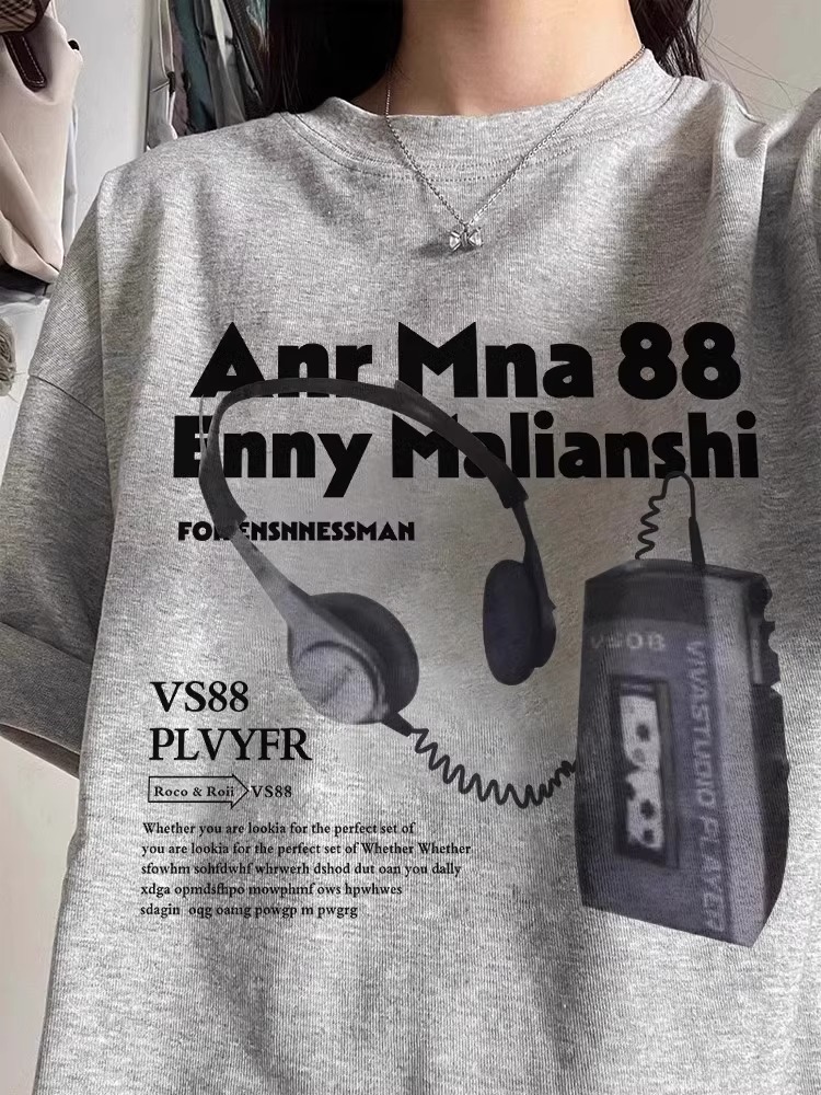 Plus Size American Retro Oversized Cotton Short Sleeve T-Shirt for Women - Loose Fit Casual Couple Top Plus Size American Retro Oversized Cotton Short Sleeve T-Shirt for Women - Loose Fit Casual Couple Top