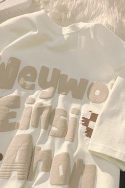 Plus-Size American Retro Oversized Letter Short Sleeve T-Shirt for Men and Women - Vintage Pure Cotton Couple Outfit