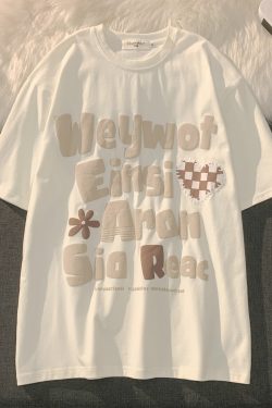 Plus-Size American Retro Oversized Letter Short Sleeve T-Shirt for Men and Women - Vintage Pure Cotton Couple Outfit