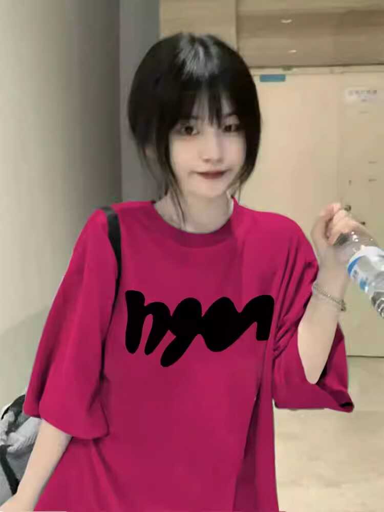 Plus Size American Retro Oversized Summer Loose Cotton Short Sleeve T-Shirt for Women - Casual Vintage Style Top Plus Size American Retro Oversized Summer Loose Cotton Short Sleeve T-Shirt for Women - Casual Vintage Style Top