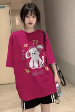 Plus Size American Retro Rose Red Short Sleeve T-Shirt for Women, Trendy Loose Fit, Niche Couple Outfit, Y2K Style.