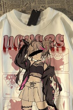 Plus Size American Retro Streetwear Anime Girl Short Sleeve T-Shirt for Men - Casual Loose Fit Cotton Couple Top