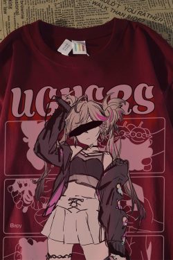 Plus Size American Retro Streetwear Anime Girl Short Sleeve T-Shirt for Men - Casual Loose Fit Cotton Couple Top