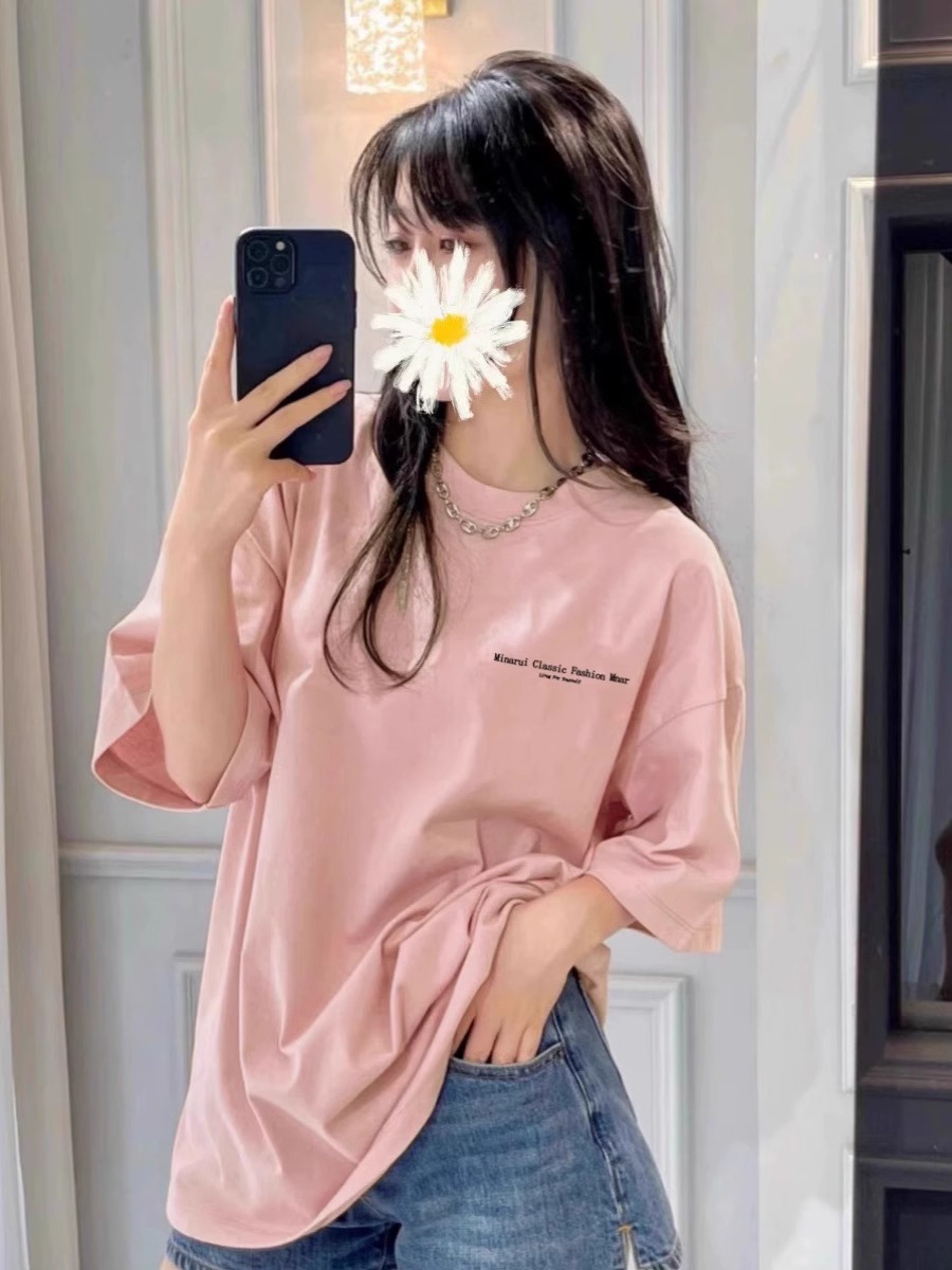 Plus Size American Style Loose Fit Cotton Letter T-Shirt for Women - Summer Short Sleeve Chic Hong Kong Style Top Plus Size American Style Loose Fit Cotton Letter T-Shirt for Women - Summer Short Sleeve Chic Hong Kong Style Top