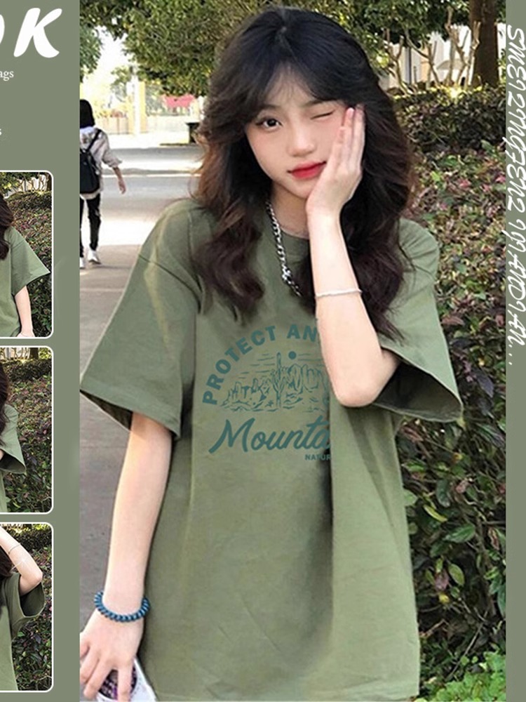 Plus Size Avocado Green Cotton Short Sleeve T-Shirt, Unisex Korean Style Loose Fit Top for Students and Plus-Size Fashion. Plus Size Avocado Green Cotton Short Sleeve T-Shirt, Unisex Korean Style Loose Fit Top for Students and Plus-Size Fashion.