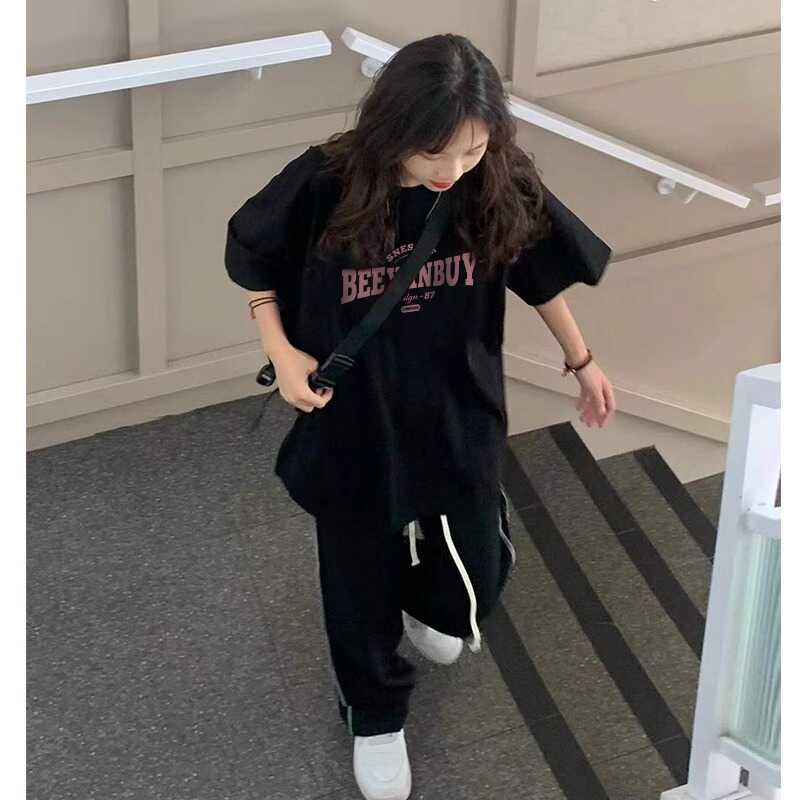 Plus Size Black Cotton Loose Fit Short Sleeve T-Shirt for Women - Trendy American Retro Style Top Plus Size Black Cotton Loose Fit Short Sleeve T-Shirt for Women - Trendy American Retro Style Top