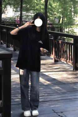 Plus Size Black Cotton Short Sleeve T-Shirt for Women - Trendy Loose Fit American Street Style College Top