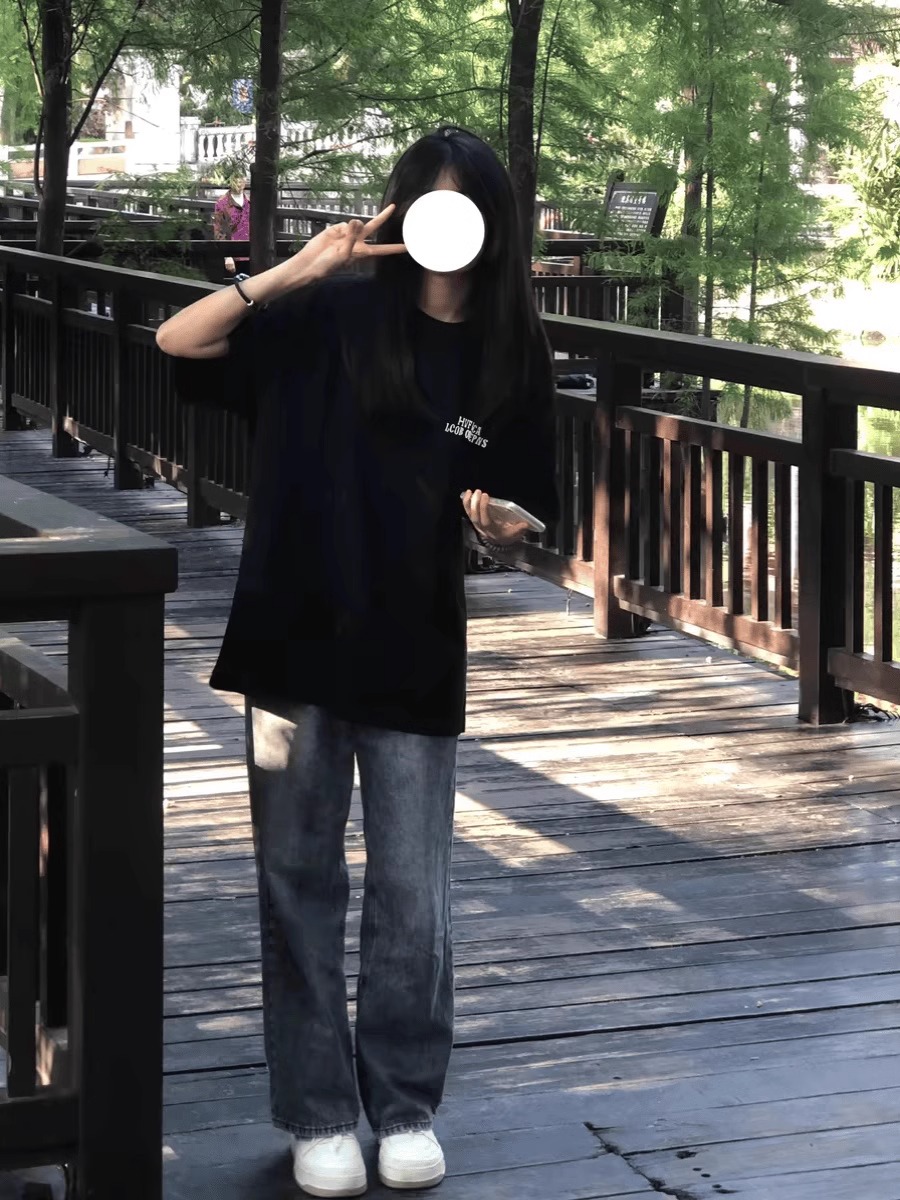 Plus Size Black Cotton Short Sleeve T-Shirt for Women - Trendy Loose Fit American Street Style College Top Plus Size Black Cotton Short Sleeve T-Shirt for Women - Trendy Loose Fit American Street Style College Top