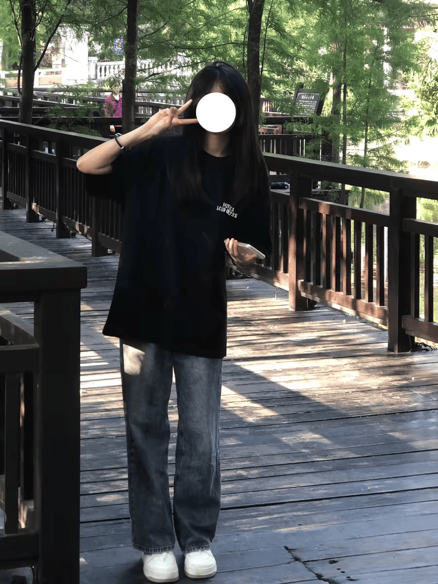 Plus Size Black Cotton Short Sleeve T-Shirt for Women - Trendy Loose Fit American Street Style College Top Plus Size Black Cotton Short Sleeve T-Shirt for Women - Trendy Loose Fit American Street Style College Top