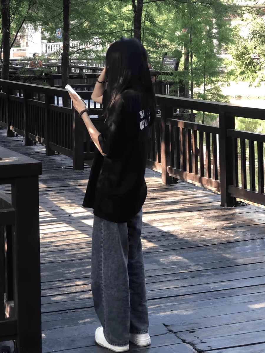 Plus Size Black Cotton Short Sleeve T-Shirt for Women - Trendy Loose Fit American Street Style College Top Plus Size Black Cotton Short Sleeve T-Shirt for Women - Trendy Loose Fit American Street Style College Top