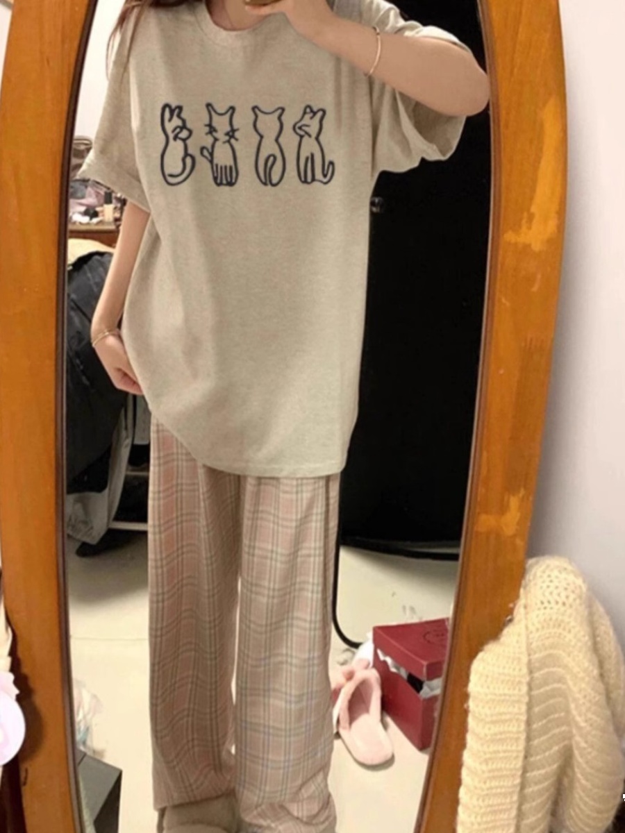 Plus Size Cartoon Fun Vintage Pure Cotton Short Sleeve T-Shirt for Couples - Unisex Loose Fit, Y2K Style, INS Trend Plus Size Cartoon Fun Vintage Pure Cotton Short Sleeve T-Shirt for Couples - Unisex Loose Fit, Y2K Style, INS Trend