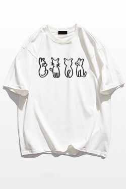 Plus Size Cartoon Fun Vintage Pure Cotton Short Sleeve T-Shirt for Couples - Unisex Loose Fit, Y2K Style, INS Trend