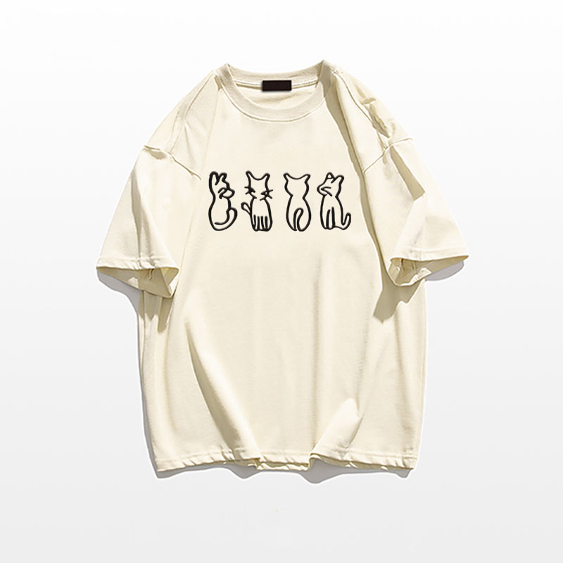 Plus Size Cartoon Fun Vintage Pure Cotton Short Sleeve T-Shirt for Couples - Unisex Loose Fit, Y2K Style, INS Trend Plus Size Cartoon Fun Vintage Pure Cotton Short Sleeve T-Shirt for Couples - Unisex Loose Fit, Y2K Style, INS Trend