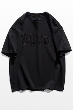 Plus Size Cartoon Fun Vintage Pure Cotton Short Sleeve T-Shirt for Couples - Unisex Loose Fit, Y2K Style, INS Trend