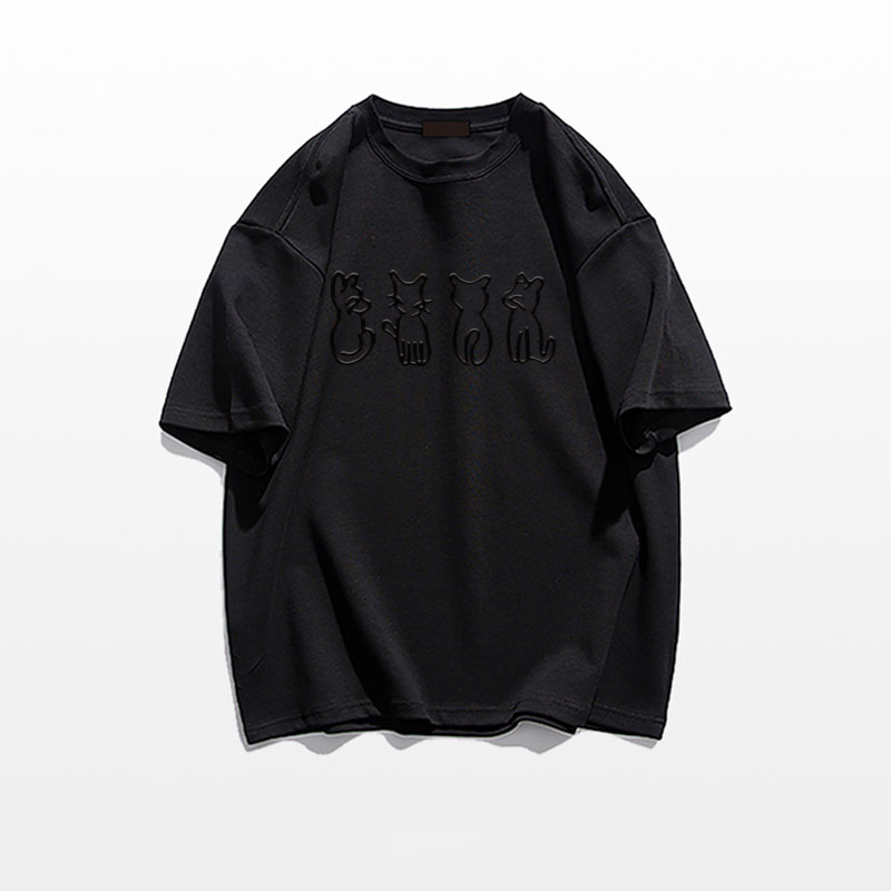 Plus Size Cartoon Fun Vintage Pure Cotton Short Sleeve T-Shirt for Couples - Unisex Loose Fit, Y2K Style, INS Trend Plus Size Cartoon Fun Vintage Pure Cotton Short Sleeve T-Shirt for Couples - Unisex Loose Fit, Y2K Style, INS Trend