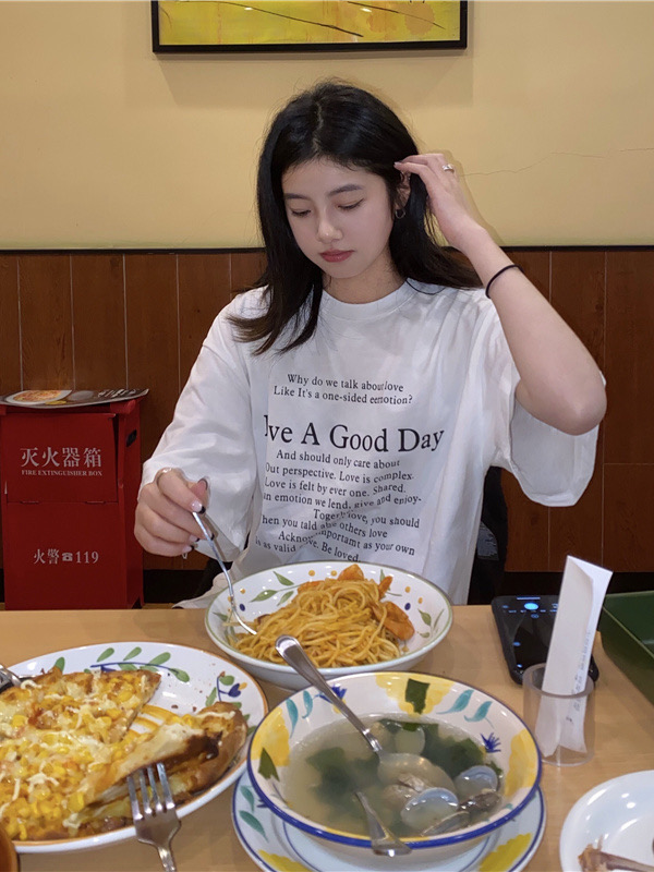 Plus Size Casual Black Cotton Short Sleeve T-Shirt for Women - Spicy Girl American Style Mid-Length Top, Lazy Hong Kong Vibe Plus Size Casual Black Cotton Short Sleeve T-Shirt for Women - Spicy Girl American Style Mid-Length Top, Lazy Hong Kong Vibe