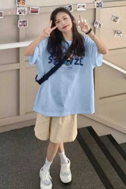 Plus Size Colorful Cotton T-Shirt for Women - Vintage American High Street Style, Short Sleeve, Summer 2025 Fashion