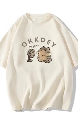 Plus-Size Cotton Short-Sleeve T-Shirt for Couples, Loose Fit with Drop Shoulder, Unique American Style, Casual Weekend Wear