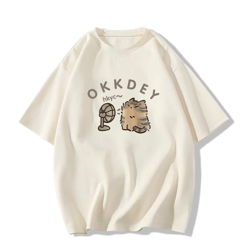 Plus-Size Cotton Short-Sleeve T-Shirt for Couples, Loose Fit with Drop Shoulder, Unique American Style, Casual Weekend Wear Plus-Size Cotton Short-Sleeve T-Shirt for Couples, Loose Fit with Drop Shoulder, Unique American Style, Casual Weekend Wear